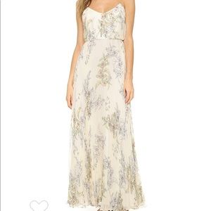 JILL Jill Stuart Floral Pleated Silk Chiffon Gown